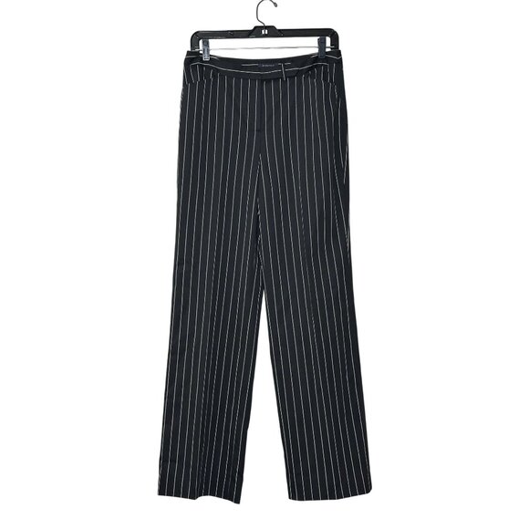 Anne Klein Womens Pinstripe Stretch Pant Black/White Work Attire Stretchy Sz 6 - Picture 1 of 14
